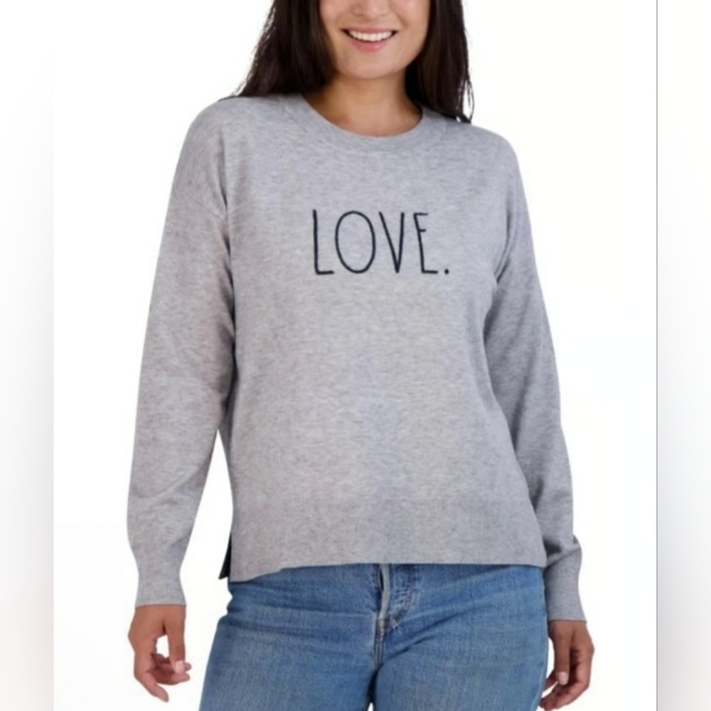 Rae Dunn Gray Sweatshirt with 'LOVE' Print Size M